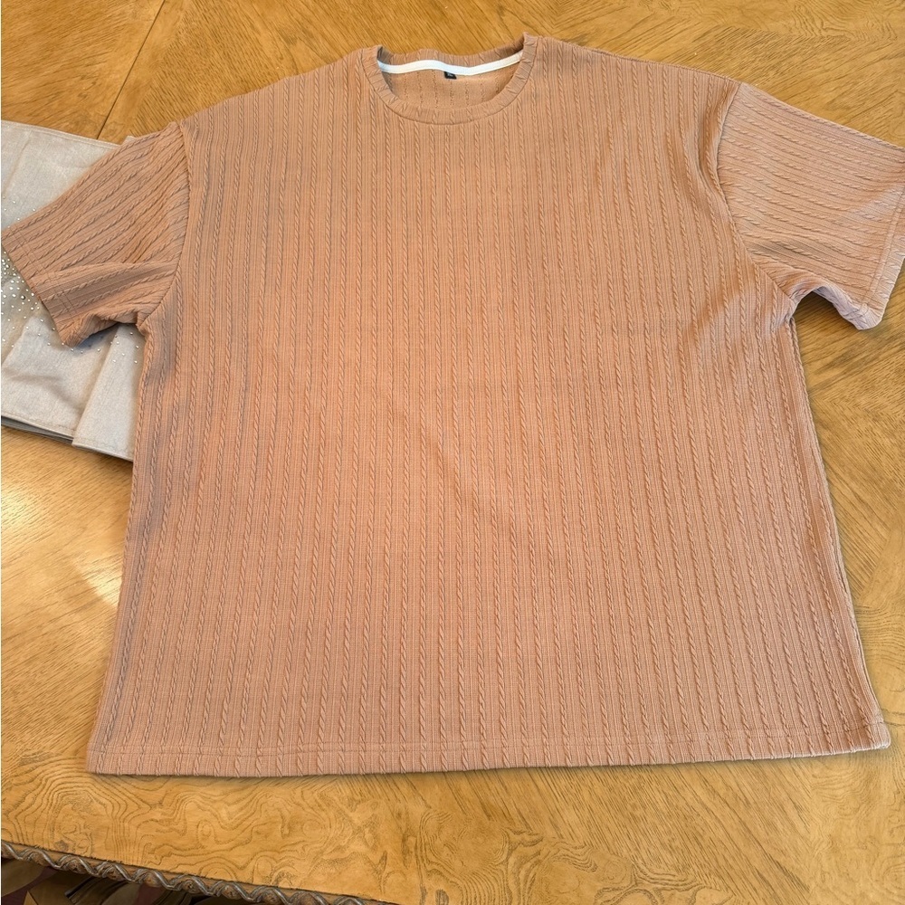 Mens Knit Tan Textured Shirt Size XL